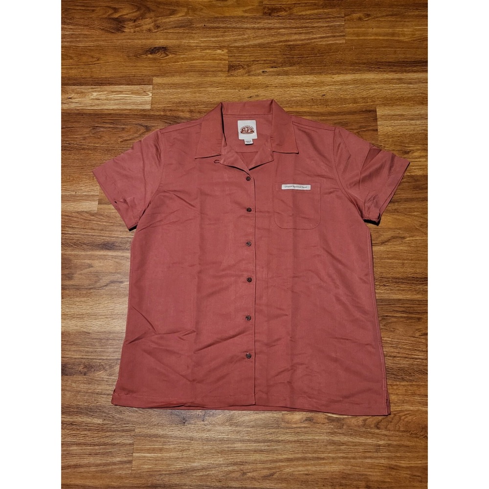 NEW Overseas Adventure‎ Travel Womens Red Button Up S/S Shirt